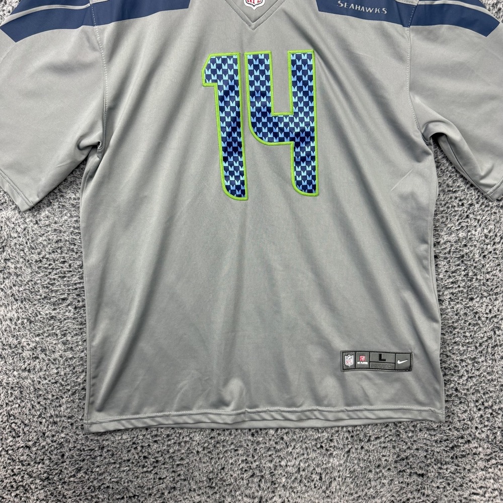 Seattle Seahawks Jersey Mens Large Gray NFL Football DK Metcalf #14 Nike L - Picture 9 of 16